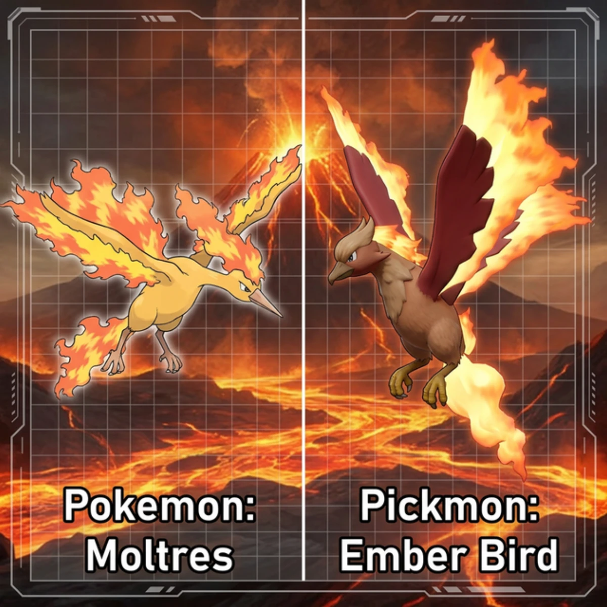 Pickmon Ember Bird vs Pokemon Moltres